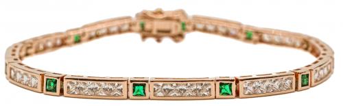 PULSERA RIVIERE DE PLATA CON CUARZOS VERDES