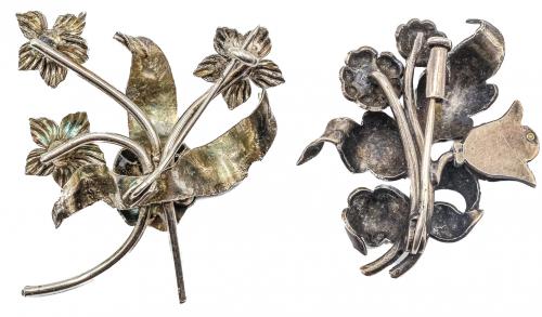 DOS BROCHES PLATA DE LOS AÑOS 40