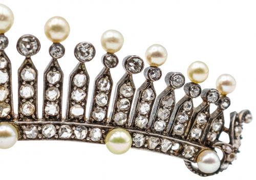 BROCHE TIARA CON DIAMANTES DEL S.XIX