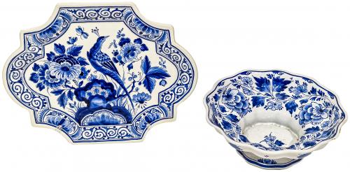 DOS PIEZAS EN PORCELANA DE DELFT DEL ÚLTIMO CUARTO DEL S.XX