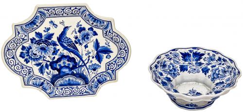 DOS PIEZAS EN PORCELANA DE DELFT DEL ÚLTIMO CUARTO DEL S.XX
