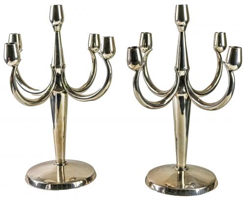 PAREJA DE CANDELABROS EN PLATA BAGUÉS