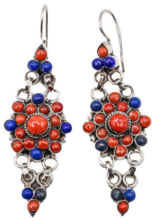 PENDIENTES CON CORAL Y LAPISLÁZULI
