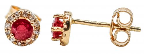PENDIENTES ROSETONES CON RUBÍES Y BRILLANTES