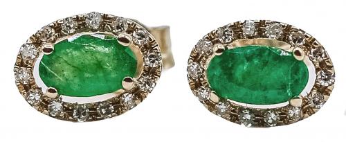 PENDIENTES ROSETONES CON ESMERALDAS Y BRILLANTES