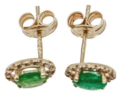 PENDIENTES ROSETONES CON ESMERALDAS Y BRILLANTES