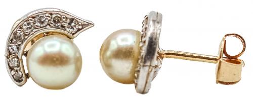 PENDIENTES CON PERLAS Y DIAMANTES DE MEDIADOS S.XX