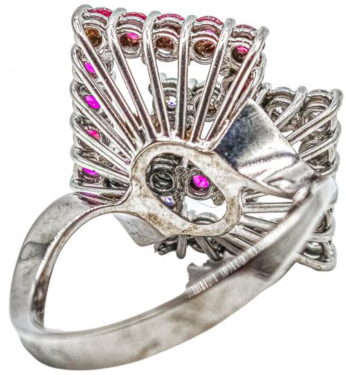 ANILLO CON BRILLANTES Y RUBÍES AÑOS 70