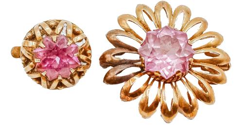 BROCHE Y PENDIENTE CON ROSA DE FRANCIA AÑOS 70
