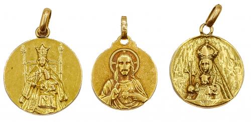 TRES MEDALLAS DEVOCIONALES DE PPS. DEL S.XX