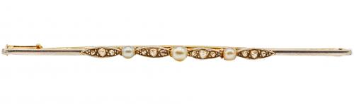 ALFILER CON PERLA Y DIAMANTES DE PPS. DEL S.XX