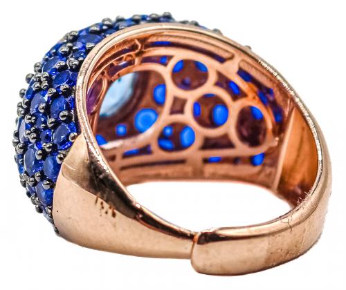 ANILLO BOMBÉ CON CIRCONITAS AZULES