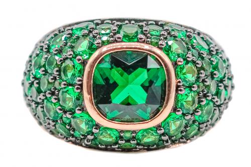 ANILLO BOMBÉ CON CIRCONITAS VERDES