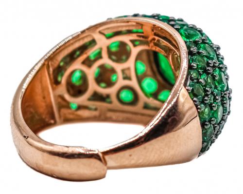ANILLO BOMBÉ CON CIRCONITAS VERDES