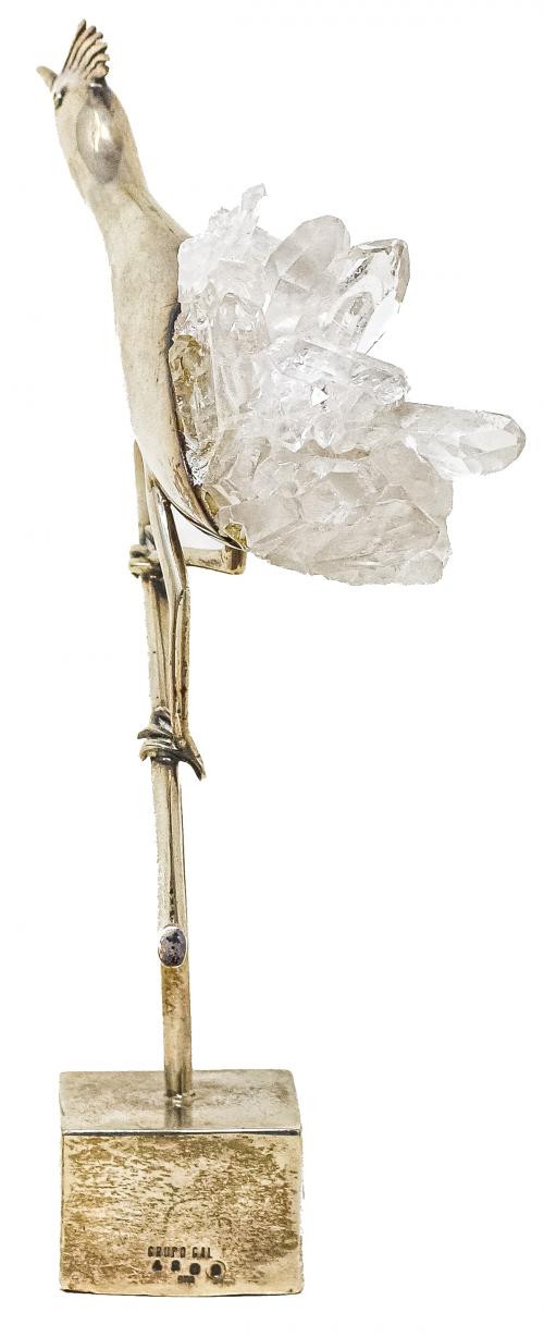 FIGURA DE "AVE" DE PLATA Y CUARZO  