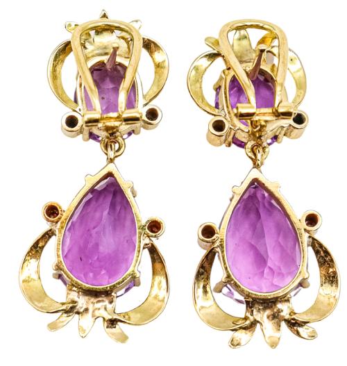 PENDIENTES LARGOS CON AMATISTAS, MED. S.XX