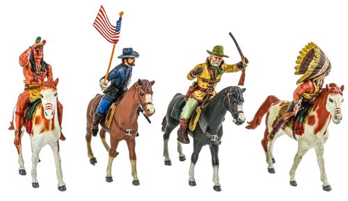 CUATRO FIGURAS INDIOS Y BAQUEROS DE LOS AÑOS 70