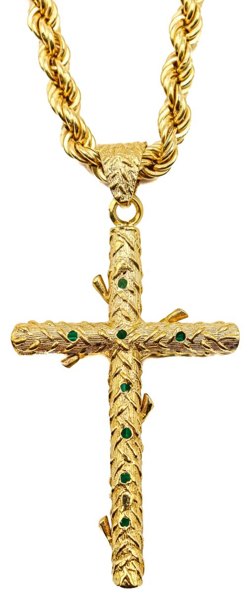 CRUZ COLGANTE CON CADENA DE MEDIADOS S.XX