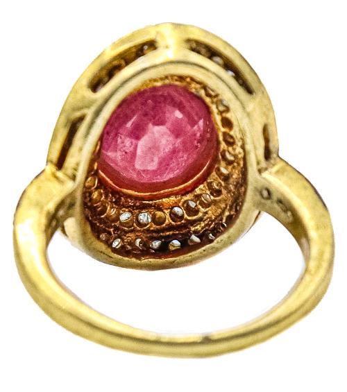 ANILLO ROSETÓN CON RUBÍ Y DIAMANTES