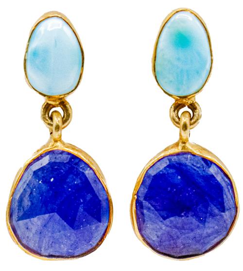 PENDIENTES CON LARIMAR Y ZAFIRO