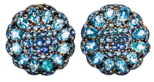 PENDIENTES FLOR CON ZAFIROS Y TOPACIOS