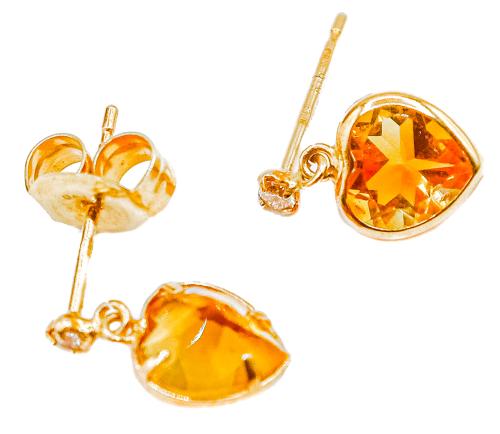 PENDIENTES CORAZÓN CON CITRINOS Y BRILLANTES