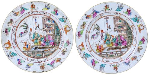 PAREJA DE PLATOS DE PORCELANA CHINA DE FINALES S. XIX