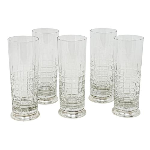 CINCO VASOS DE COMBINADO EN CRISTAL DE LOS AÑOS 70 