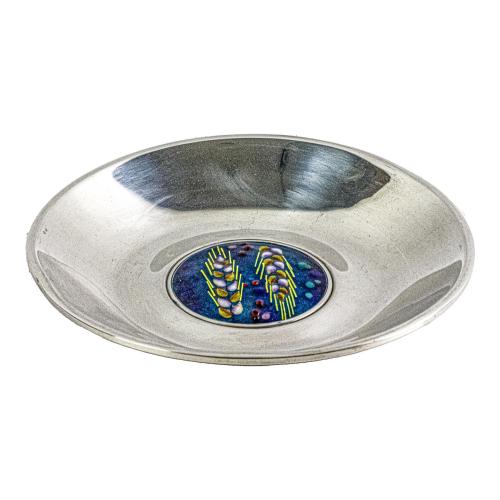 CENTRO DE MESA EN PLATA Y ESMALTE  AÑOS 70