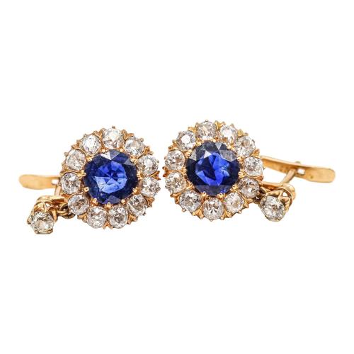 PENDIENTES ROSETONES CON DIAMANTES DE PPS. DEL S.XX