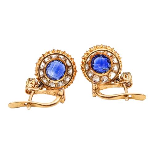 PENDIENTES ROSETONES CON DIAMANTES DE PPS. DEL S.XX