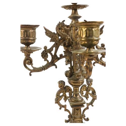 CANDELERO Y CANDELABRO DE FINALES DE S. XIX