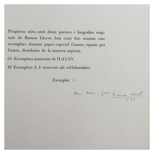 RAMON LLOVET, POEMES I LITOGRAFIES