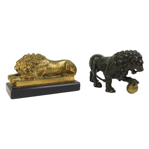 DOS FIGURAS DE LEONES EN BRONCE SIGLO XIX
