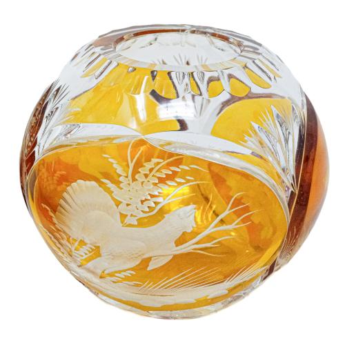 COPA Y JARRONCITO EN CRISTAL TALLADO DE MEDIADOS S.XX