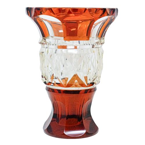 COPA Y JARRONCITO EN CRISTAL TALLADO DE MEDIADOS S.XX