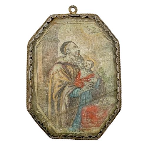 MEDALLÓN DEVOCIONAL DE PLATA DEL SIGLO XVIII