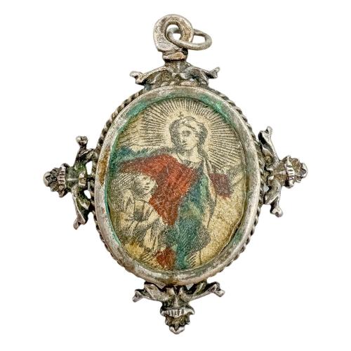 MEDALLÓN DEVOCIONAL DE PLATA DEL S. XVIII