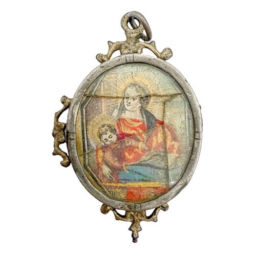 MEDALLÓN DEVOCIONAL DE PLATA DEL SIGLO XVIII