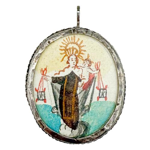 MEDALLÓN DEVOCIONAL DE PLATA DEL SIGLO XVIII