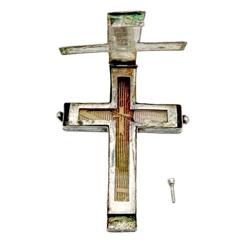 CRUZ RELICARIO DE PLATA DEL SIGLO XIX