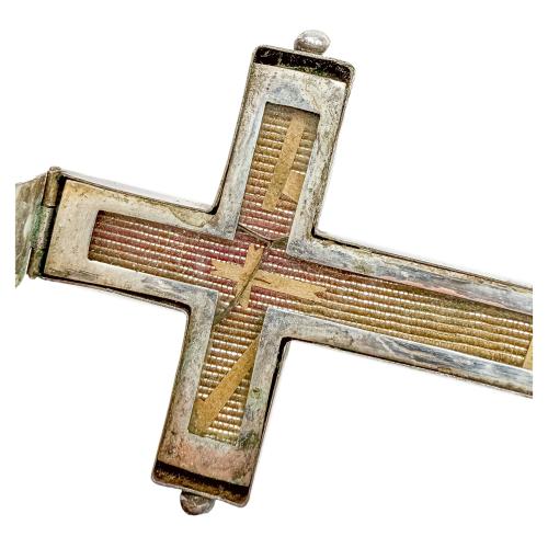 CRUZ RELICARIO DE PLATA DEL SIGLO XIX