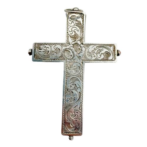 CRUZ RELICARIO DE PLATA DEL SIGLO XIX