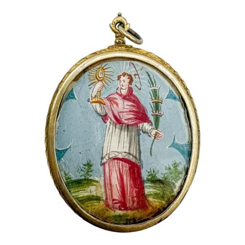 MEDALLÓN DEVOCIONAL DE PLATA DEL SIGLO XVIII-XIX