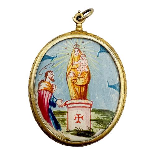 MEDALLÓN DEVOCIONAL DE PLATA DEL SIGLO XVIII-XIX