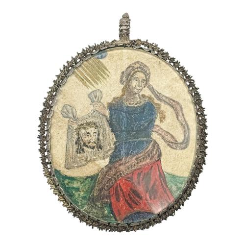 MEDALLÓN DEVOCIONAL DE PLATA DEL SIGLO XVIII