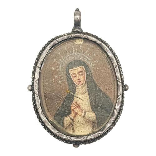 MEDALLÓN DEVOCIONAL DE PLATA DEL SIGLO XVIII