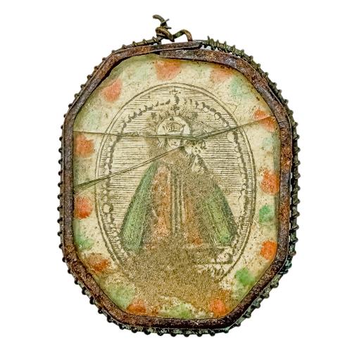 MEDALLÓN DEVOCIONAL DE HIERRO FORJADO DEL SIGLO XVIII