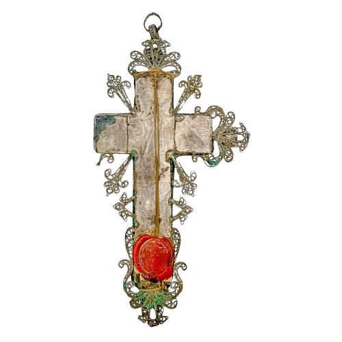 CRUZ RELICARIO DE PLATA DEL SIGLO XVIII