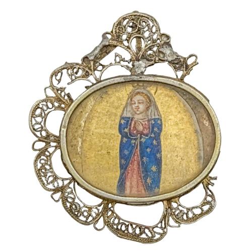 MEDALLÓN DE PLATA SOBREDORADA DEL SIGLO XVIII